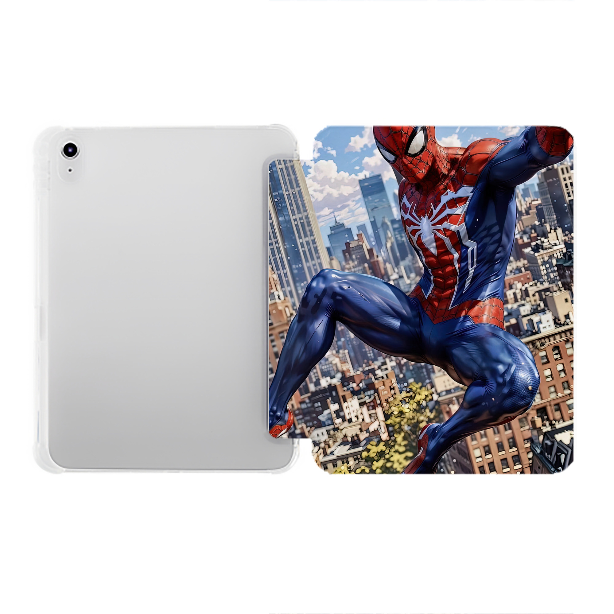 （画像用） Spider Man スパイダーマン IPad ケース ペン収納付き 三つ折りスタンド PUレザー×シリコン 対応機種9.5/10.5/10.9インチ